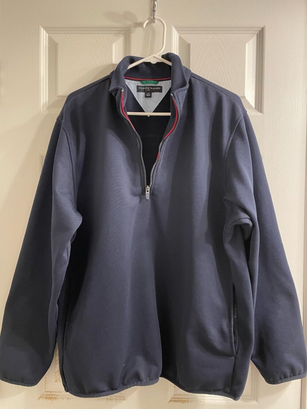 Half Zip Tommy Hilfiger Men's Pullover Sweater Large Navy Golf Club Great